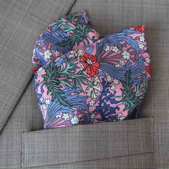 Hand Stitched Belgravia Silk Satin Fabric Pocket Square Bronwyn Floral Pattern - Picture 2 of 6